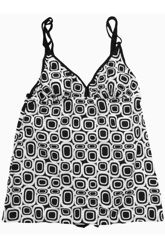 Womens White & Black Bathing 70s Style Square Single Piece Swimming Suit 14