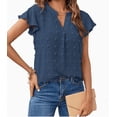 thumbnail image 1 of Womens White Blouse V Neck Ruffle Sleeve Flowy Shirts Dressy Casual Cute Summer Tops, 1 of 7