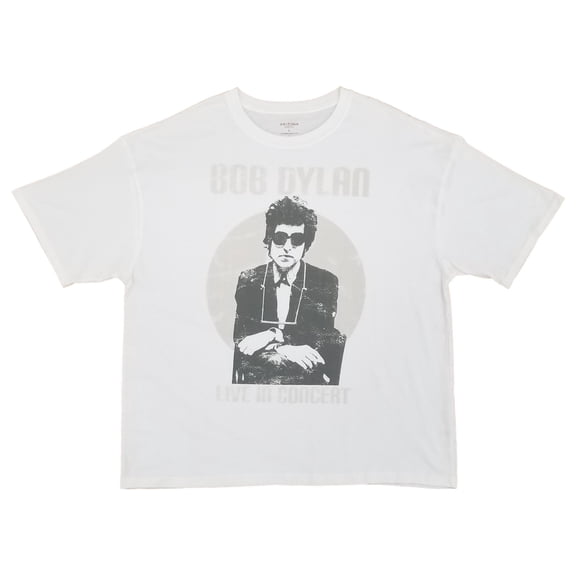 Womens White Bob Dylan Short Sleeve Oversized Boyfriend Tee Shirt T-Shirt XL