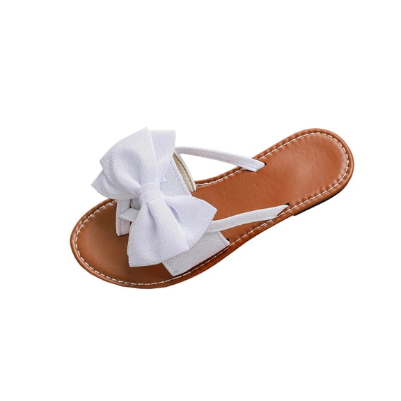 Womens White Bow Slide Sandals | Casual Fabric Slides & Thong Sandals for Women with Big Bow Accent | Cloth Sandals,Size 41