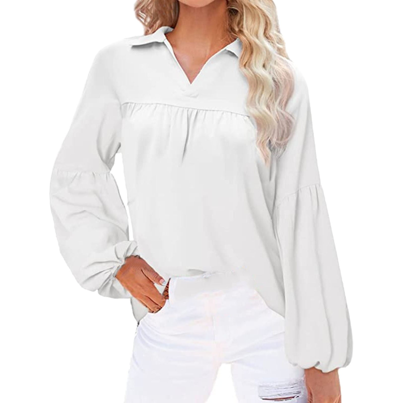 Womens White Button Down Shirt Oversized Button Down Blouses for Women