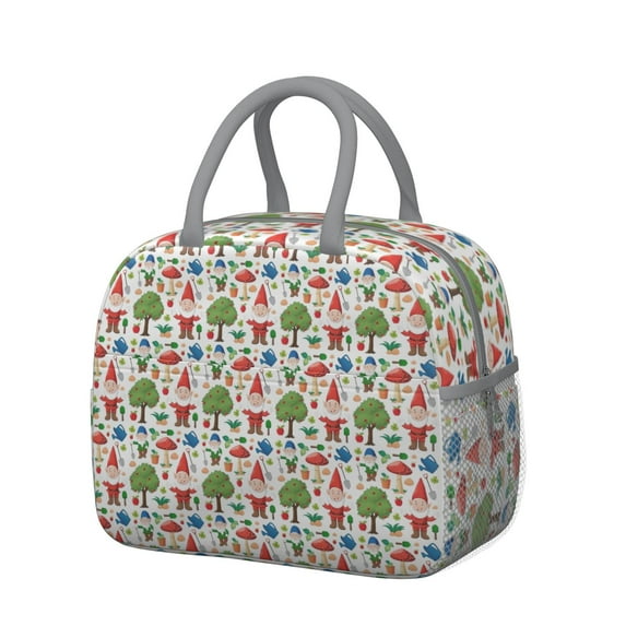 Womens White Christmas Gnome Pattern Lunch Box for Work,Insulated Lunch Bag for Women,Loncheras Para Mujer,Leakproof Adult Lunch Bag for Work,Beach,Travel,Picnic,Camping