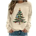 thumbnail image 1 of Womens White Christmas Sweatshirt Christmas Tree Graphic Fleece Pullover Xmas Holiday Party Long Sleeve Sweatshirts, 1 of 4