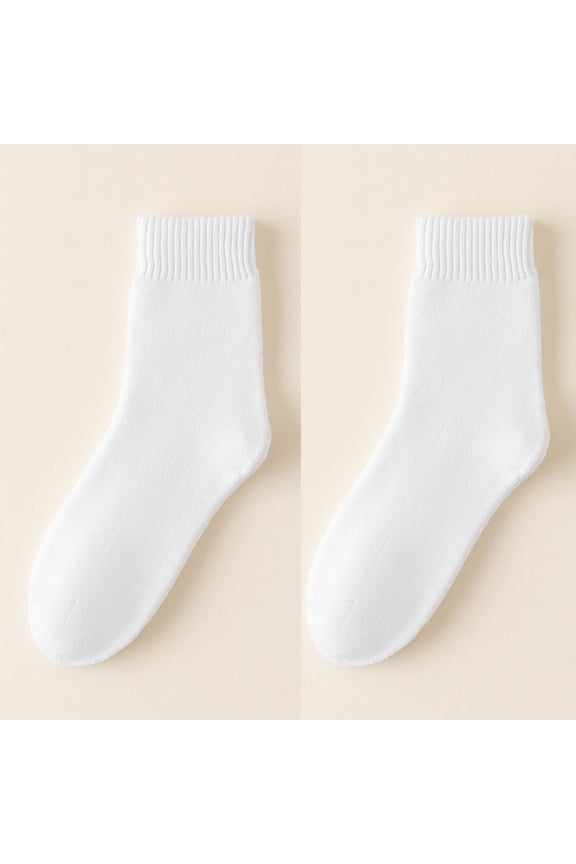 Womens White Crew Socks 1-Pair, Soft Breathable Polyester, Seamless Toe & No-Slip Cuff