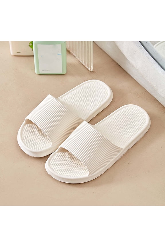 Womens White EVA Slides - Soft Cushioned House & Bathroom Slippers, Non-Slip Quick-Dry Pool Slide Sandals for Indoor Outdoor Spa Travel,Size 38