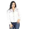 thumbnail image 1 of Women's White Embroidered Long Sleeve Western Shirt 'El Se&ntilde;or de los Cielos' 126681, 1 of 2