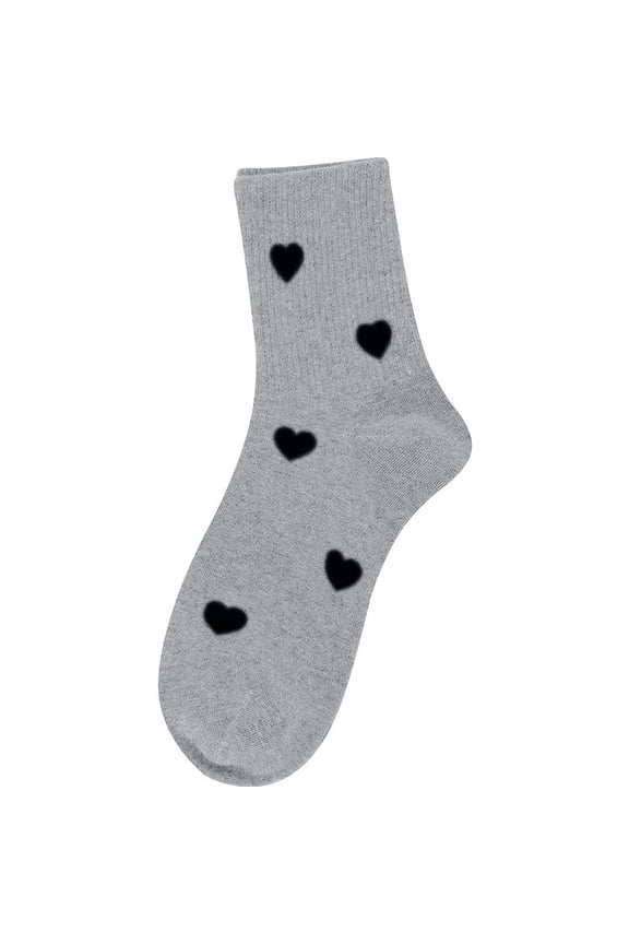 Womens White Heart Crew Socks - Cute Heart Pattern Socks for Everyday Wear, Comfortable Casual Crew Socks, One Size Fits Most,Size Free Size
