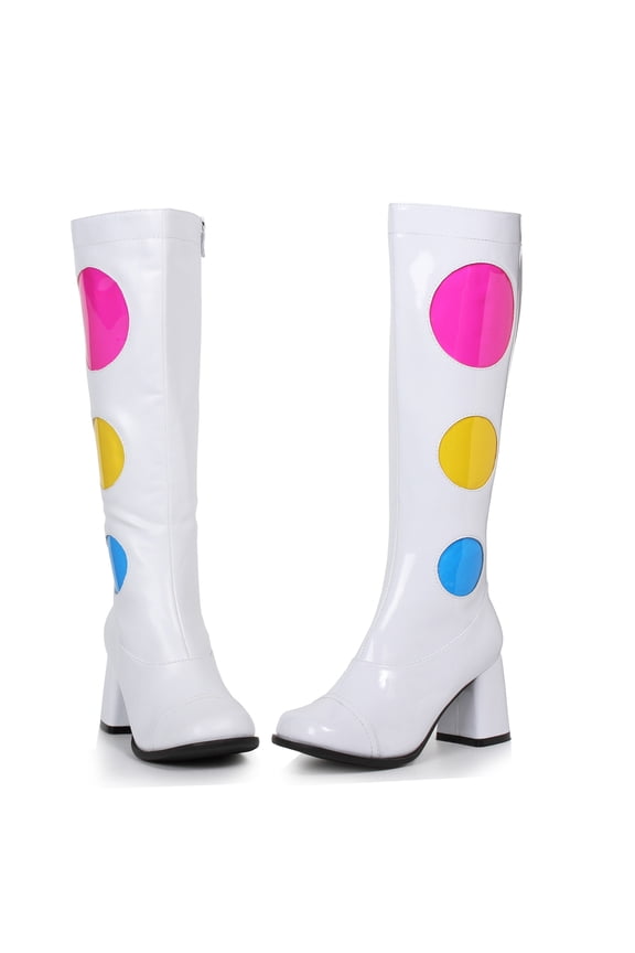 White Polka Dot Gogo Boots Women's