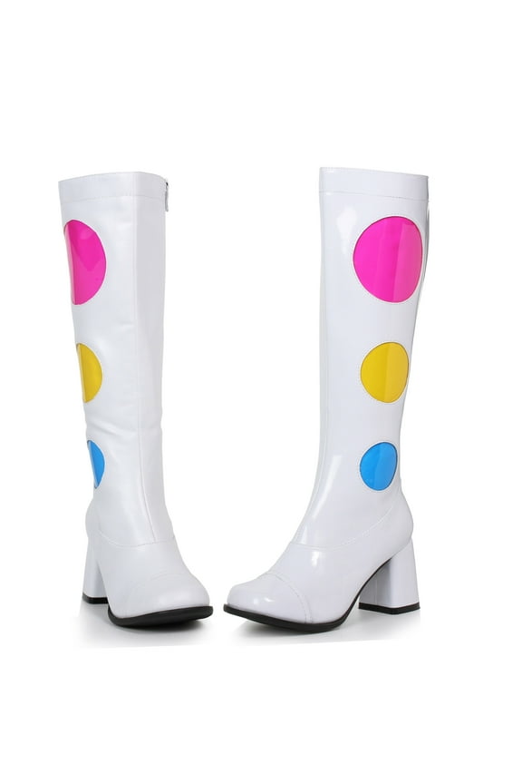 White Polka Dot Gogo Boots Women's