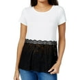 thumbnail image 1 of Womens White Lace Bottom Short Sleeve Jewel Neck T-Shirt Top Size: XL, 1 of 2