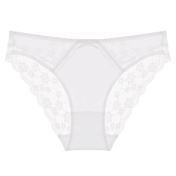 Womens White Lace Panties Mid Rise Bikini - Soft Stretchy Comfortable Underwear with Floral Side Lace for Everyday Wear,Size XL