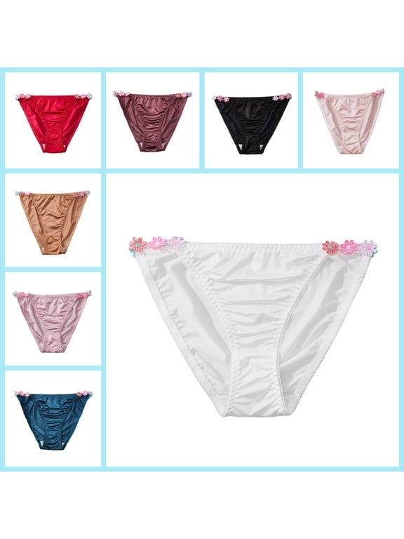 Womens Stretchy Polyamid Satin Triangle Panties Low Rise Comfort Underwear Size XL