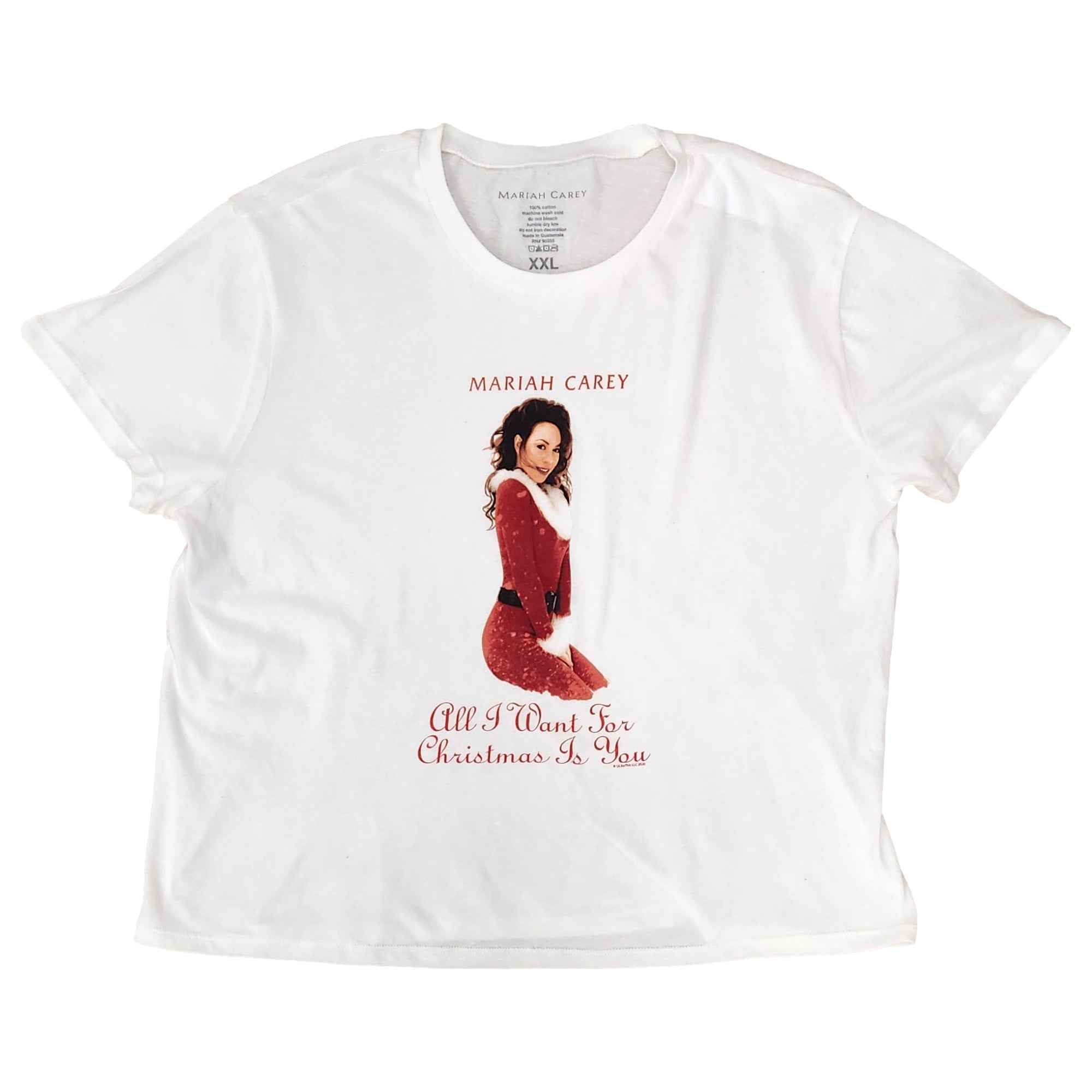 Womens White Mariah Carey Christmas Holiday T-Shirt Tee Shirt XX