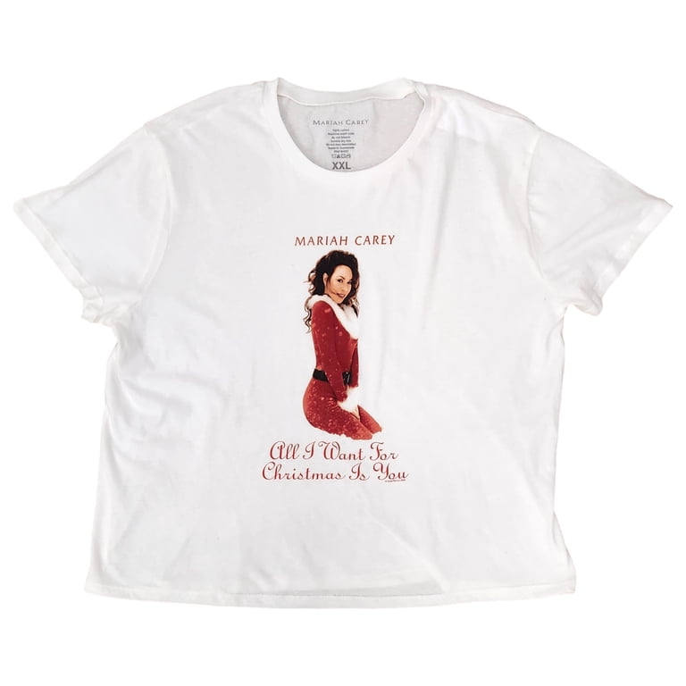 Womens White Mariah Carey Christmas Holiday T-Shirt Tee Shirt XX