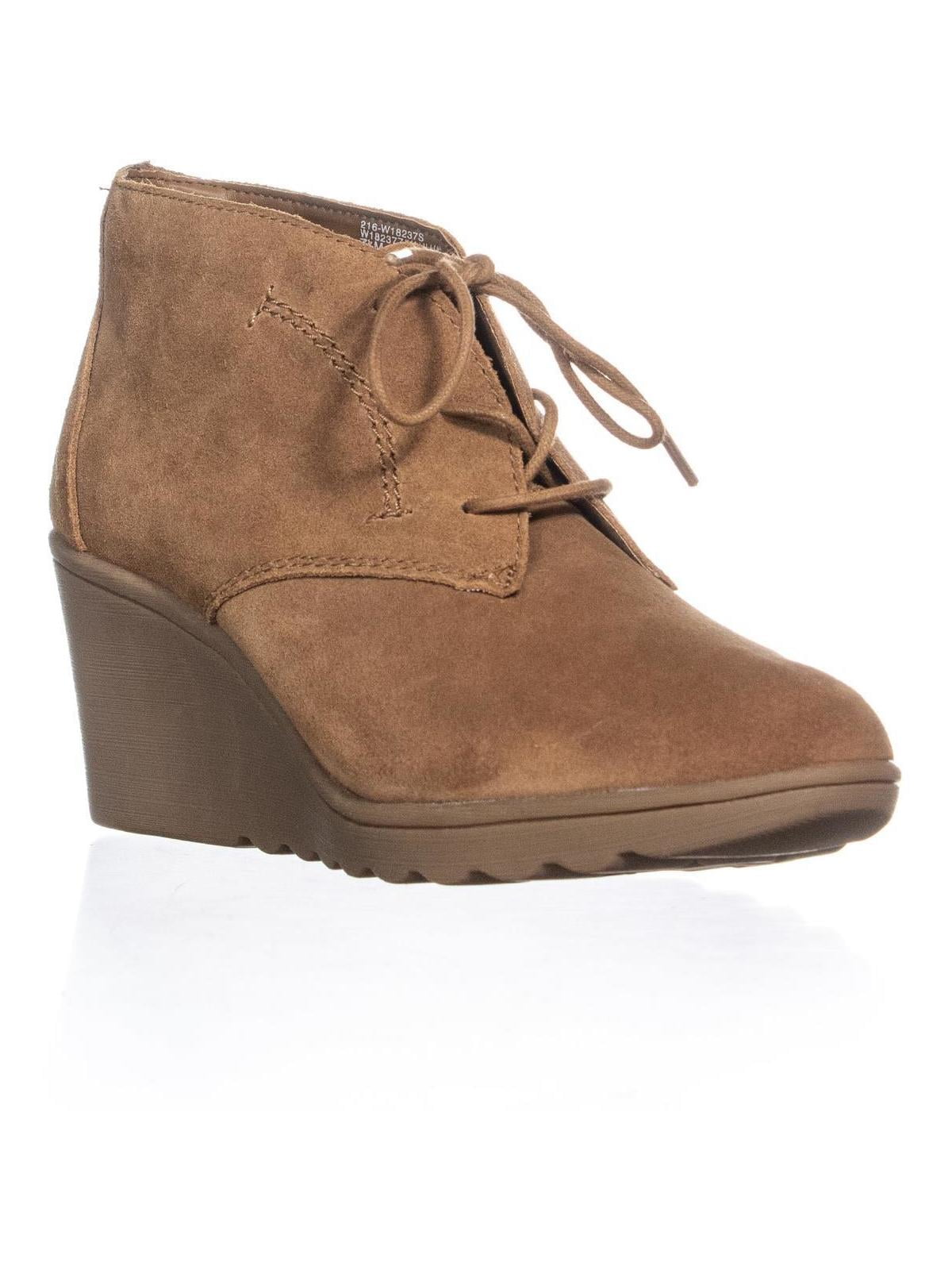 Womens White Mountain Kahlua Lace Up Wedge Booties Chestnut Suede