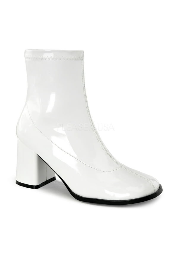 Womens White Patent Ankle Length Go Go Boots size 6