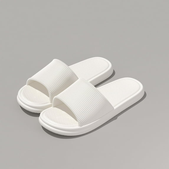 Womens White Slide Sandals, Cloud Foam House Slippers Non-Slip for Bathroom Shower Water-Resistant EVA Indoor Outdoor Comfort Slides,Size 38