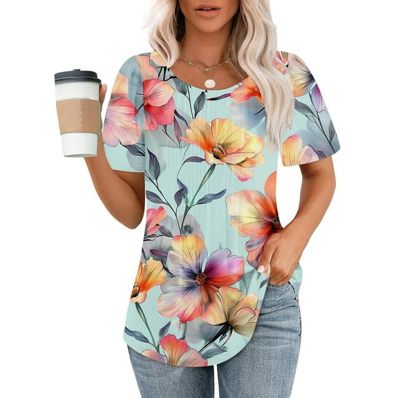 Womens White Tank Top Ribbed Blue Print Blouses for Women Generic Blouses for Women