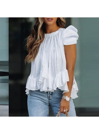 Womens white peplum top sale