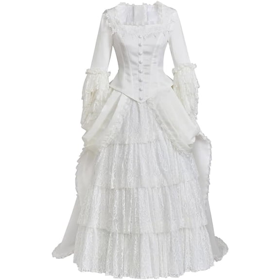 Womens White Victorian Dress Set Musical Outfit
