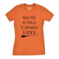 thumbnail image 1 of Womens Why Yes I Can Drive A Stick Funny Halloween Witch Sarcastic Cute T shirt Womens Graphic Tees, 1 of 7