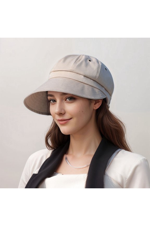 Womens Wide Brim Baseball Cap Bundle with UV Protection Ponytail Hole and Ventilated Eyelets Casual Outdoor Style - Khaki