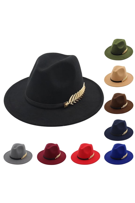 Womens Wide Brim Fedora Hat with Metallic Buckle Accent Colorful Panama Style Sun Hat