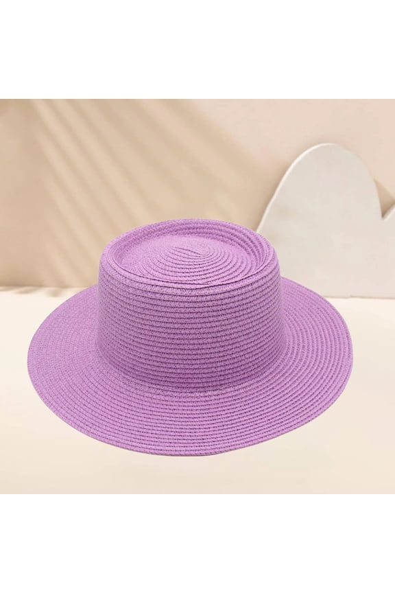 Womens Wide Brim Straw Hat AURORADY Dome French Top Hat Hat, Light Violet One Size Sun Hats