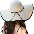 thumbnail image 1 of Womens Wide Brim Straw Hat Big Floppy Foldable Roll up Cap Beach Sun Hat UPF 50+, 1 of 6