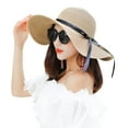 thumbnail image 1 of Womens Wide Brim Straw Hat Big Floppy Foldable Roll up Cap Beach Sun Hat UPF 50+, 1 of 8