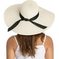 thumbnail image 1 of Womens Wide Brim Straw Hat Big Floppy Foldable Roll up Cap Beach Sun Hat UPF 50+, 1 of 6