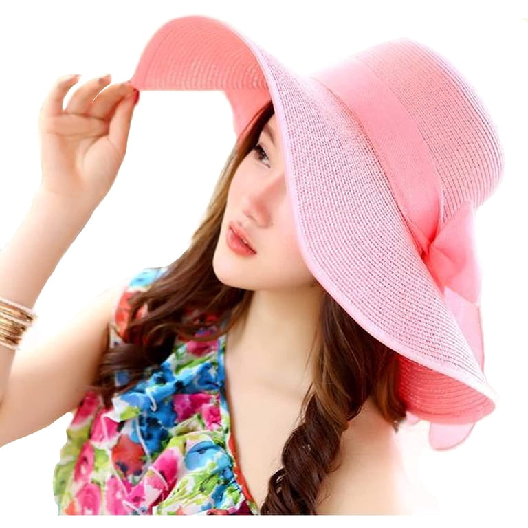 Woman\'s pink summer weave hat brand new Duoif Summer Hats for Women Fisherman Hatstraw Woven  main image 3
