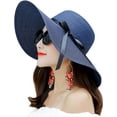 thumbnail image 1 of Womens Wide Brim Straw Sun Hat Floppy Foldable Roll Up Cap Upf 50+ Summer Beach Hats, 1 of 2