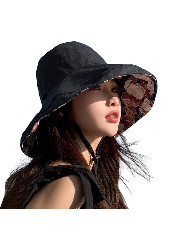 Womens Wide Brim Sun Hat UPF 50+ Foldable Packable Beach Floppy Visor Adjustable for Hiking Camping Gardening Summer Travel Sun Protection
