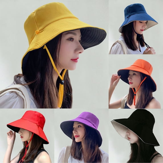 Womens Wide Brim Sun Hat for Summer Beach Outdoor UV Protection Shading Cap