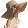 thumbnail image 1 of Womens Wide Brim Sun Protection Straw Hat,Foldable Floppy Hat,Summer UV Protection Beach Cap, 1 of 4