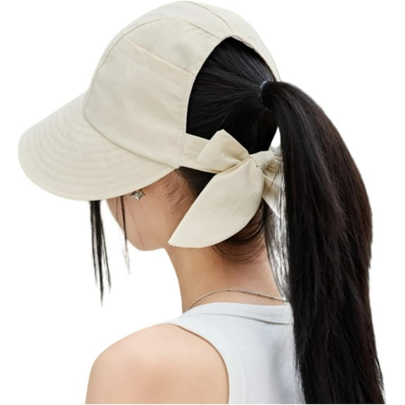 Womens Wide Brim Visor Sun Hats UPF50+ UV Protection Packable Summer Hat with Adjustable Bow