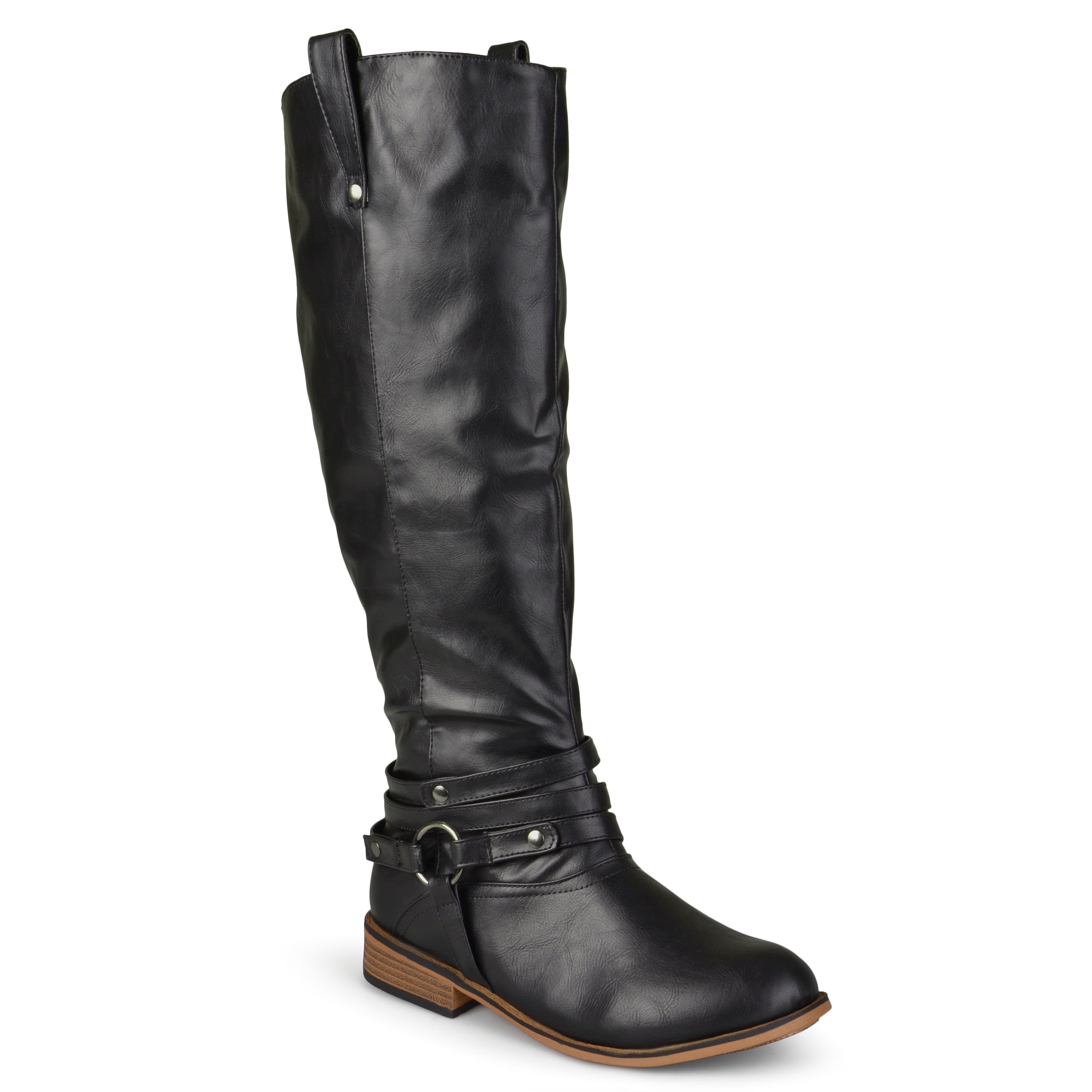 Womens Wide-Calf Knee-High Ankle-Strap Riding Boot - Walmart.com