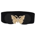 thumbnail image 1 of Womens Wide Elastic Belt for Dresses – Stretchy Fashion Waist Belt for Ladies with Boho Butterfly Gold Buckle, Elegant Trendy Belts for Jeans Pants Dresses Pant Waist Tightener, Black, 1 of 8