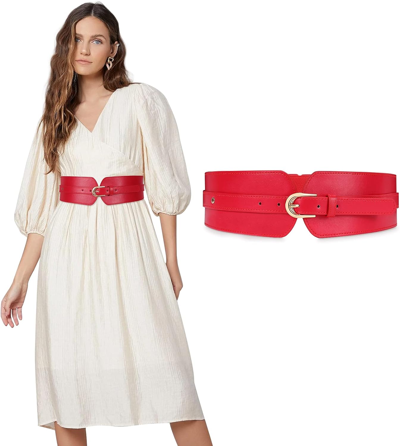 4281 Womens Wide Elastic Waist Belt For Dress Ladies Stretch Cinch Womens Wide Elastic Waist Belt for Dress Ladies Stretch  main image 3