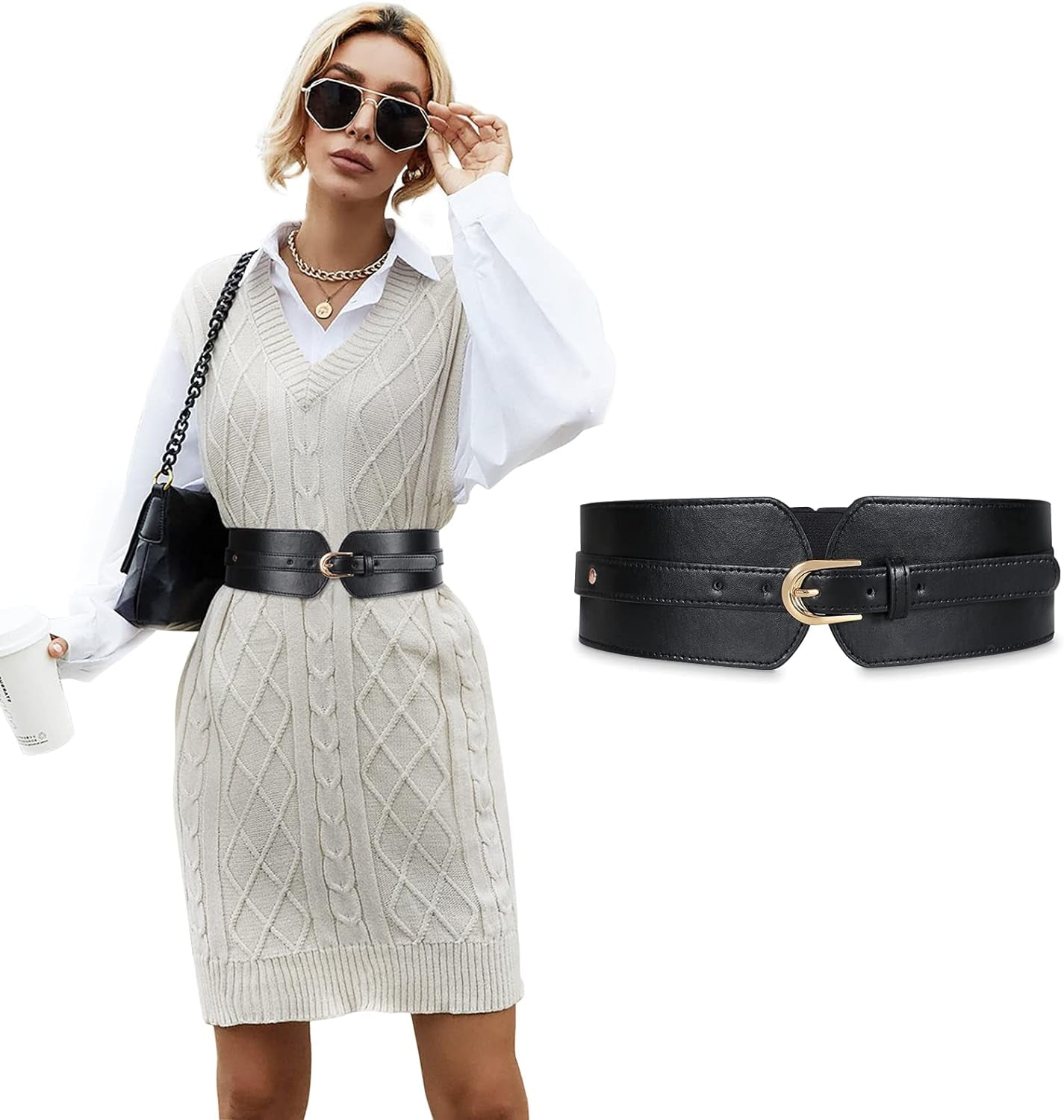 Womens Wide Elastic Waist Belt for Dress Ladies Stretch  display picture 1