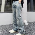 thumbnail image 1 of Womens Wide Leg Boyfriend Jeans Mid Rise Loose Fit Baggy Jeans Casual Denim Pants Joggers, 1 of 6