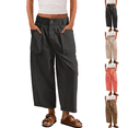 thumbnail image 1 of Womens Wide Leg Capri Pants Barrel Summer Casual Baggy Pull On Harem Pants Cropped Comfy Palazzo High Waisted Trousers Black S, 1 of 3