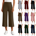 thumbnail image 1 of Womens Wide Leg Capri Pants Elastic High Waist Loose Capris with Pockets Summer Casual Yoga Cropped Pants,Sizes S-2XL, 1 of 6