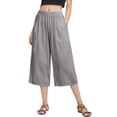 thumbnail image 1 of Womens Wide Leg Capris Pants Elastic Waist Casual Loose Linen Pant 2026 Summer Beach Vacation Lounge Trousers, 1 of 3