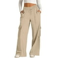 thumbnail image 1 of Womens Wide Leg Cargo Trousers Adjustable Drawstring Waist Sweatpants Loose Fit Casual Baggy Pants with Flap Pockets, 1 of 9