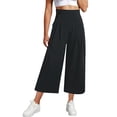 thumbnail image 1 of Womens Wide Leg Cropped Suit Pants - Business Summer Trousers - Pleated Waist Side Zipper - Elastic Back Work Pants, 1 of 6