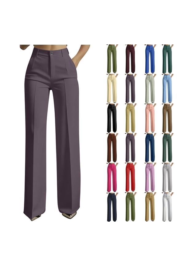 Womens Wide Leg Dress Pants 2026 Business Casual Flowy Work Palazzo Pants High Waisted Slacks Trousers