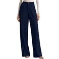 thumbnail image 1 of Womens Wide Leg Dress Pants Business Casual Flowy Work Palazzo Pants High Waisted Slacks Trousers Navy Blue L, 1 of 7