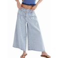 thumbnail image 1 of Womens Wide Leg Jeans Baggy Elastic Waist Button Boyfriend Casual Loose Denim Pants with Pockets Light Blue S, 1 of 8
